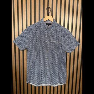 Ted Baker Button Shirt 3 / Large Men Blue Multicolor Short Sleeve Yurtamp Pocket